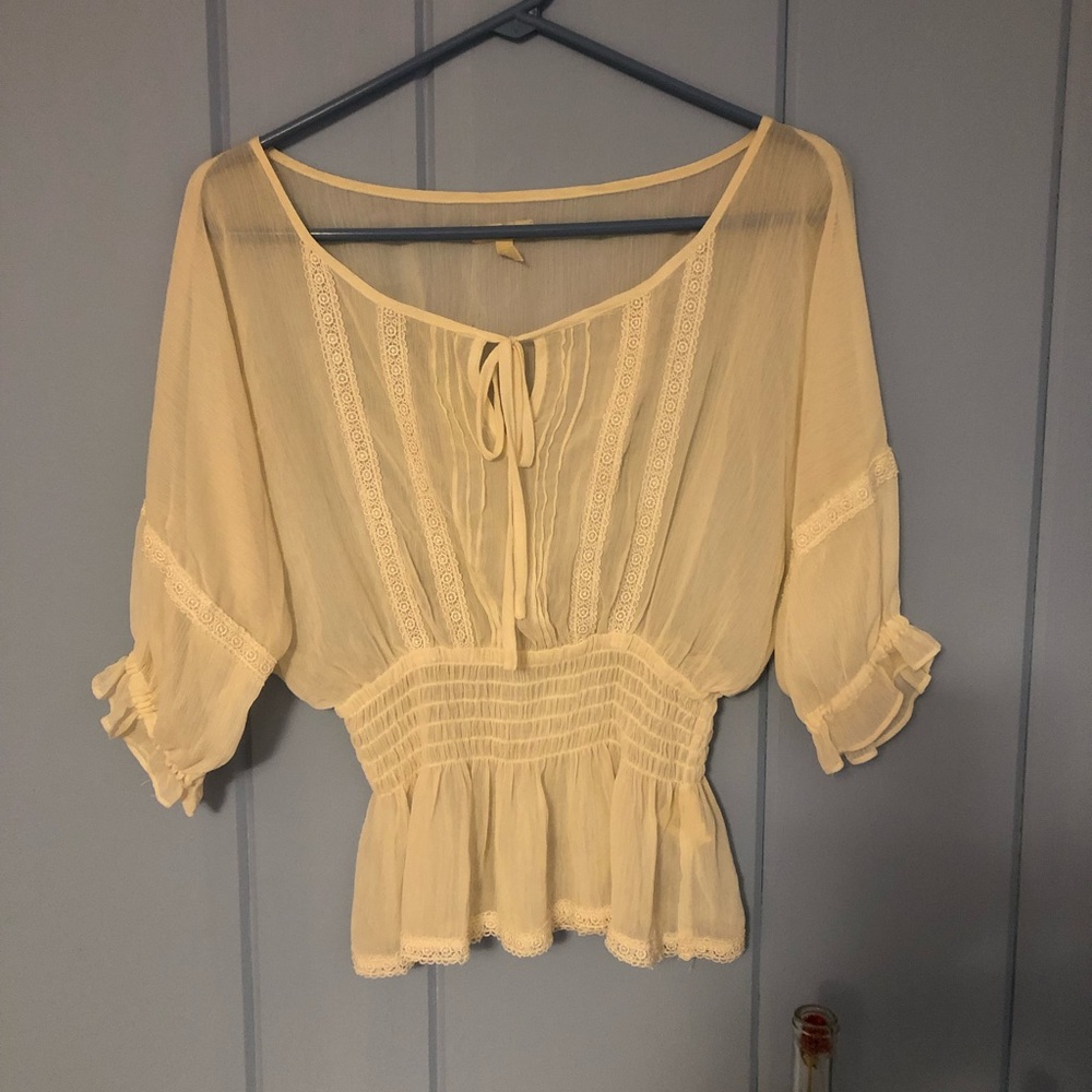 Cream Blouse with Lace Detailing